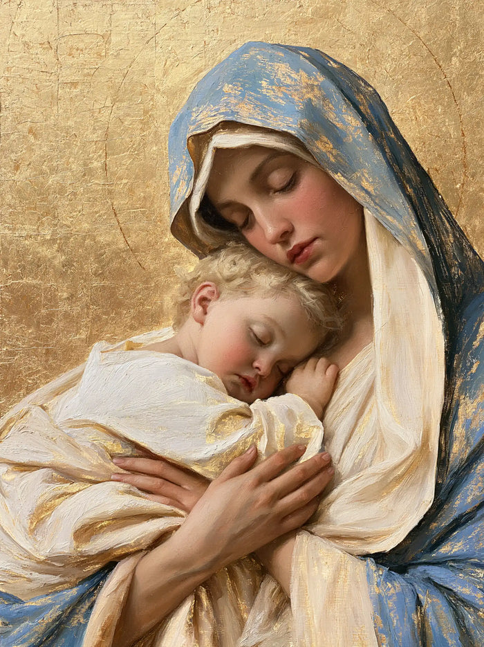 La Vierge à l’Enfant — Le Repos dans la courbe d’ivoire et de bleu