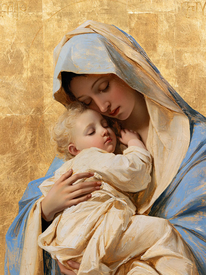 La Vierge à l’Enfant — Le Petit Dormeur au voile bleu de porcelaine