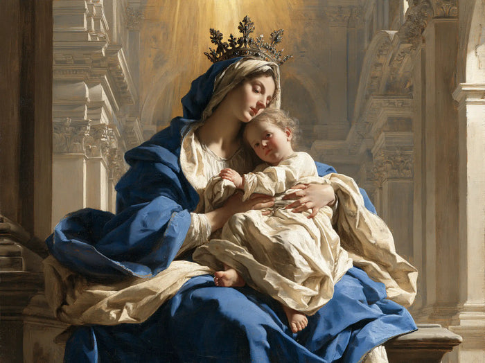 La Vierge à l’Enfant — Le Repos couronné dans la pierre pâle