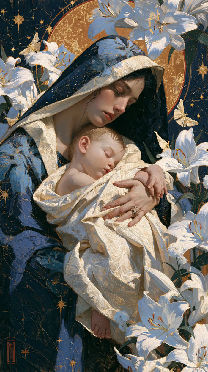 La Vierge à l’Enfant — Le Berceau au rideau de lys