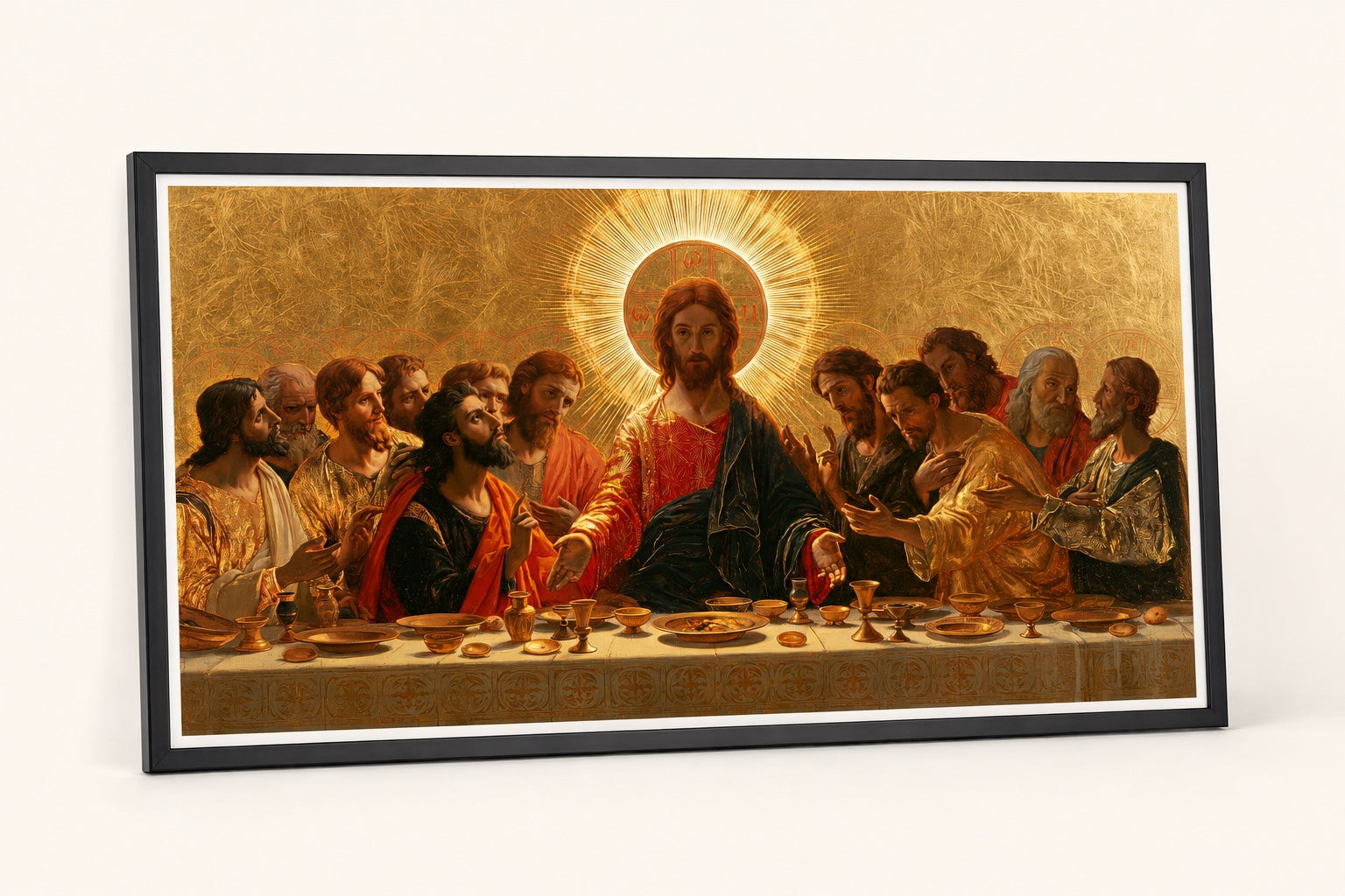 Le même imprimé Last Supper Fine Art dans un cadre classique noir mince