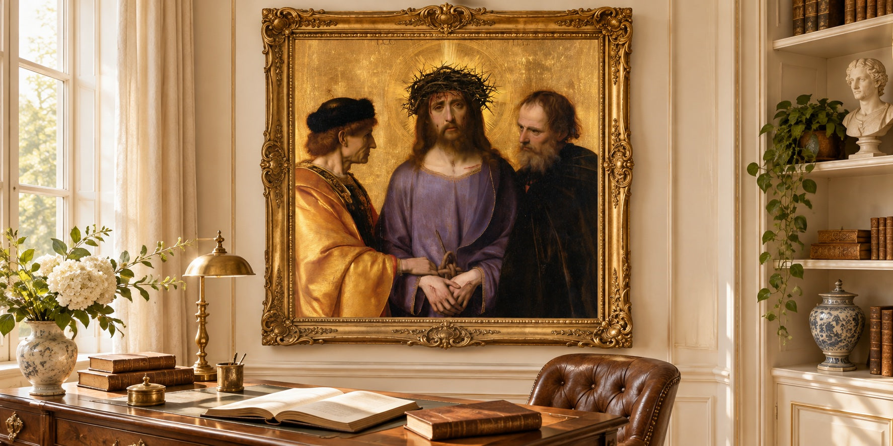 Ecce Homo — mise en scène d’une peinture Gold dans un cadre doré